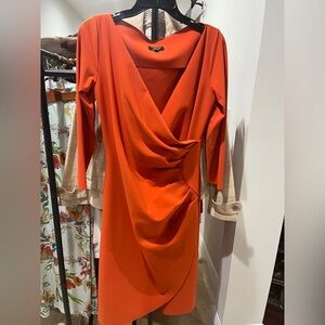 Chiara Boni La Petite Robe Orange Florien Ruched Cocktail Dress